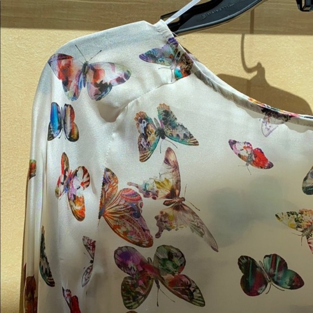 Zara silk butterfly blouse M
